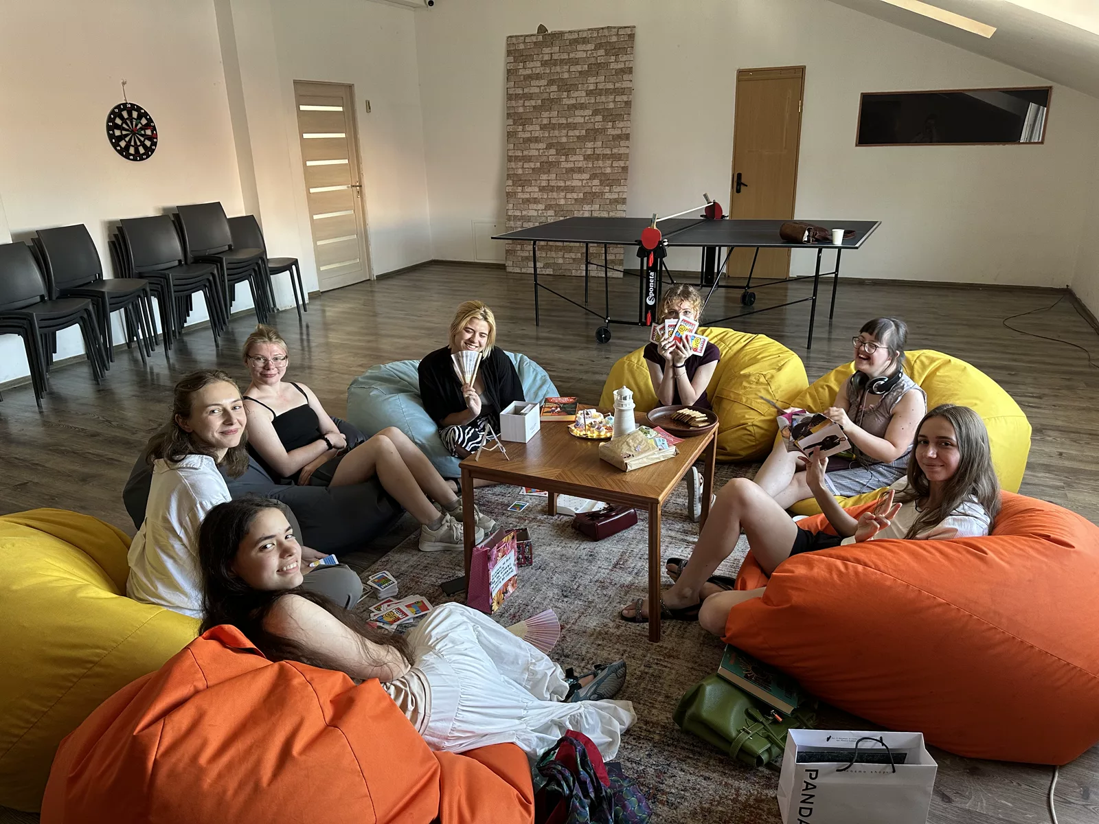 Teenagers relaxing together in the youth center